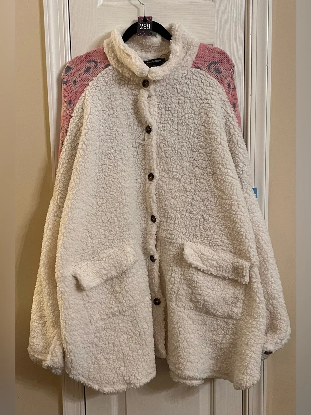 Cozy Fleece/Sherpa Style Button-Front Jacket - Cream